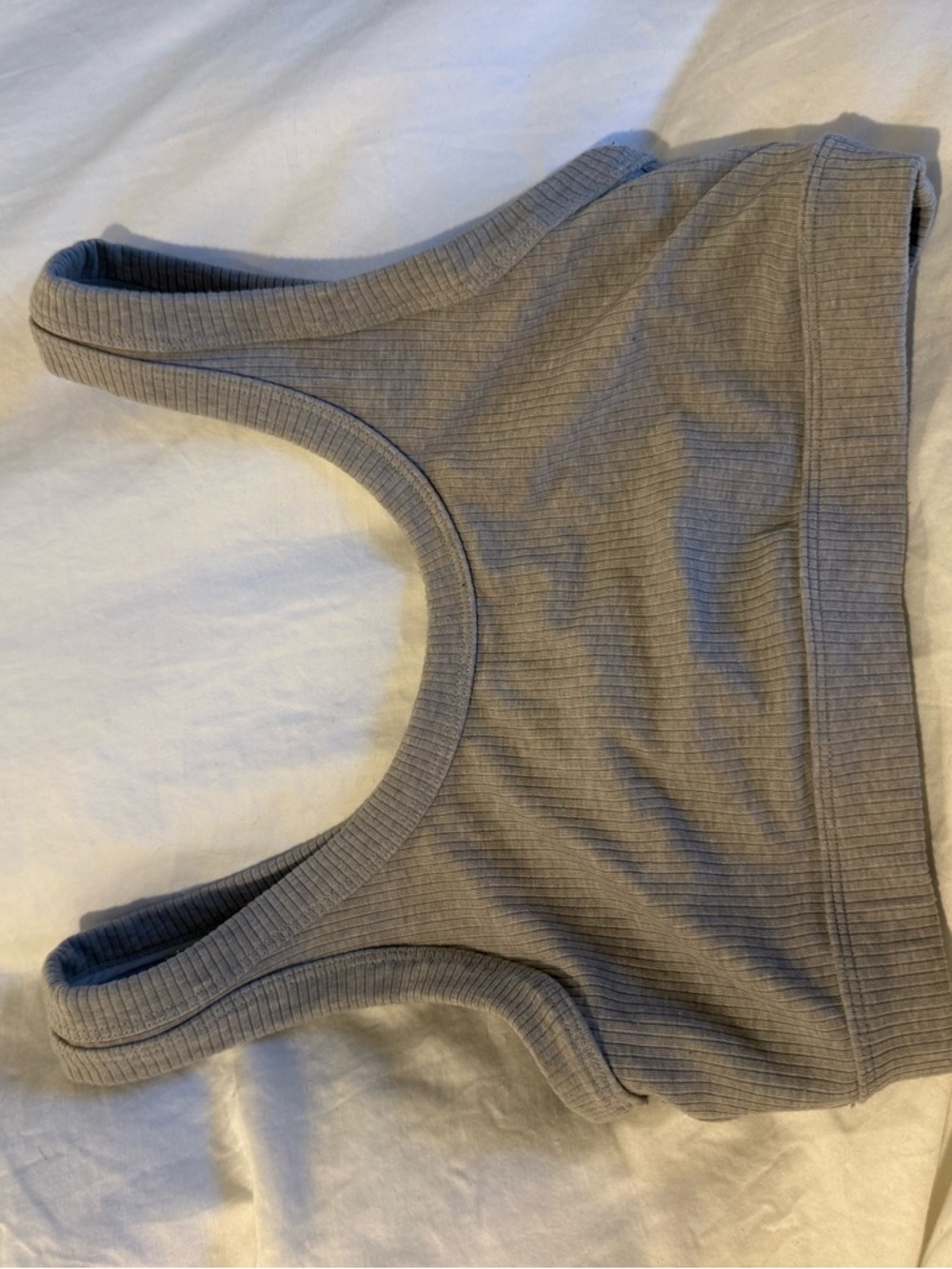 ALO Yoga Ribbed in Light Gray sports bra